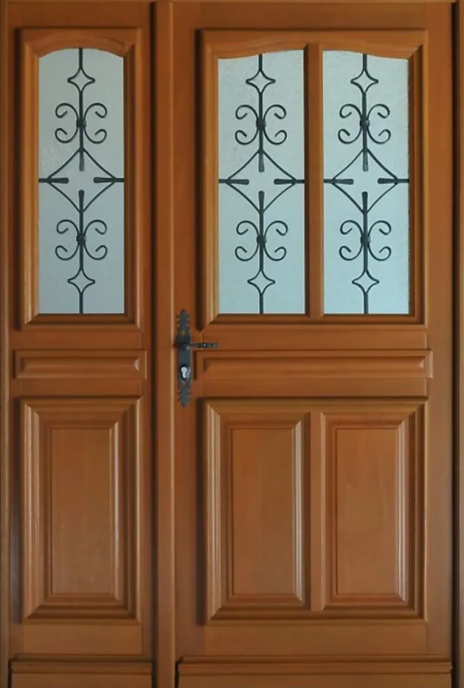 Gd Menuiseries Porte D'entrée Bois Tiercée Vitrée Vauban H.215 X L.120 Côte Tableau P.droit