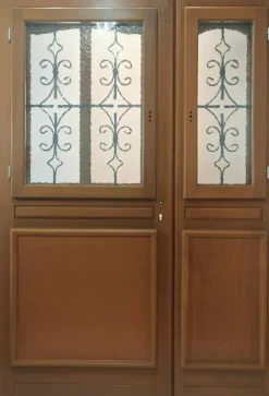 Porte D'entrée Bois Tiercée Vitrée Vauban H.215xl.130 Côte Tableau P.droit-Gd Menuiseries Best