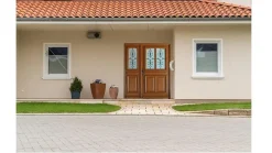 Porte D'entrée Bois Tiercée Vitrée Vauban H.215xl.130 Côte Tableau P.droit-Gd Menuiseries Best