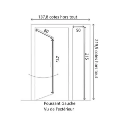 Gd Menuiseries Porte D'entrée Bois Tiercée Vitrée Vauban H.215xl.130 Côte Tableau P.gauche, Poignée, Barillet
