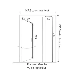 Gd Menuiseries Porte D'entrée Bois Tiercée Vauban H215 X L140 Côte Tableau P. Gauche
