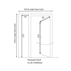 Porte D'entrée Bois Tiercée Vauban H215 X L140 Côte Tableau P.droit Poignée, Barillet-Gd Menuiseries Online
