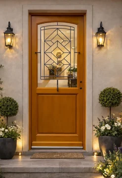 Gd Menuiseries Porte D'entrée Bois Vitrage Transparent, Elioth, H.215xl.90 Côte Tableau P.gauche, Poignée,barillet