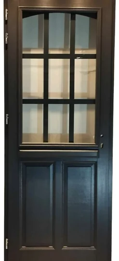 Porte D'entrée Bois Vitrée Alexa Gris Ral7016, H.215xl.80 Côte Tableau P.droit Poignée, Barillet-Gd Menuiseries Clearance