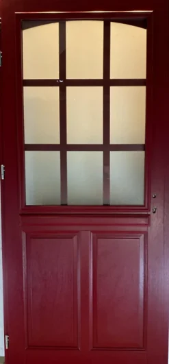 Porte D'entrée Bois Vitrée Alize Rouge Ral 3004, H.215xl.90 Côte Tableau P.droit, Poignée, Barillet-Gd Menuiseries Outlet