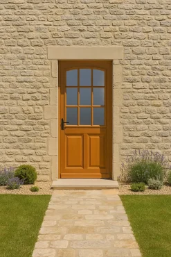 Gd Menuiseries Porte D'entrée Bois Vitrée Alena, H.215xl.90 Côte Tableau, P.droit, Poignée, Barillet