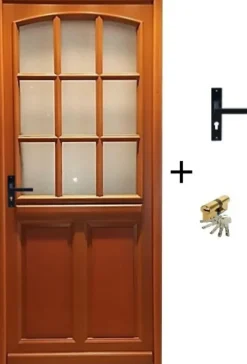 Gd Menuiseries Porte D'entrée Bois Vitrée Alena, H.215xl.90 Côte Tableau, P.droit, Poignée, Barillet