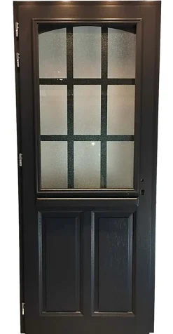 Gd Menuiseries Porte D'entrée Bois Vitrée Alicia Gris Ral7016, H.215xl.90 Côte Tableau, P.droit, Poignée, Barillet