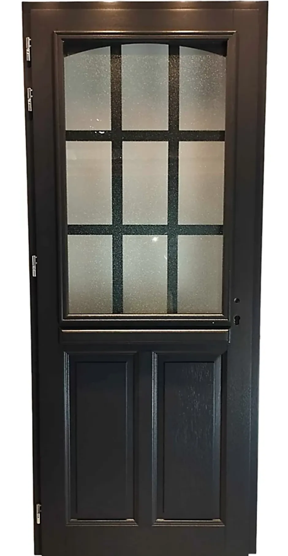 Gd Menuiseries Porte D'entrée Bois Vitrée Alicia Gris Ral7016, H.215xl.90 Côte Tableau, P.droit, Poignée, Barillet