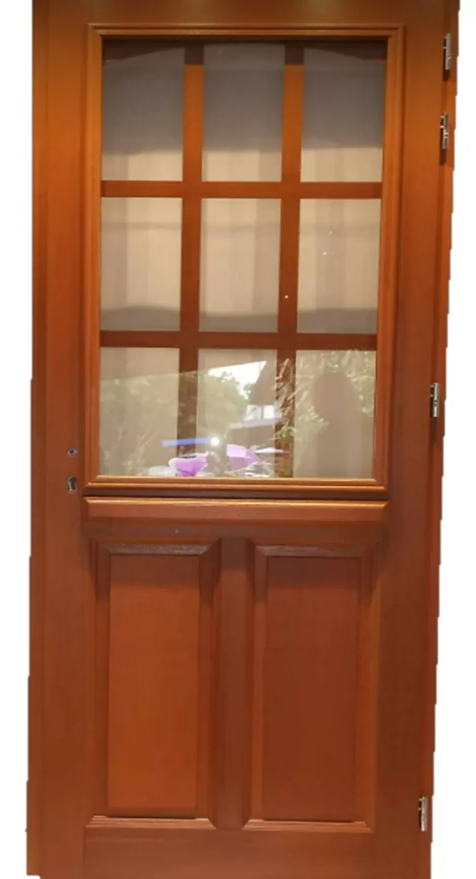 Gd Menuiseries Porte D'entrée Bois Vitrée Agatha, H.215xl.80 P,gauche Côte Tableau, Poignée, Barillet