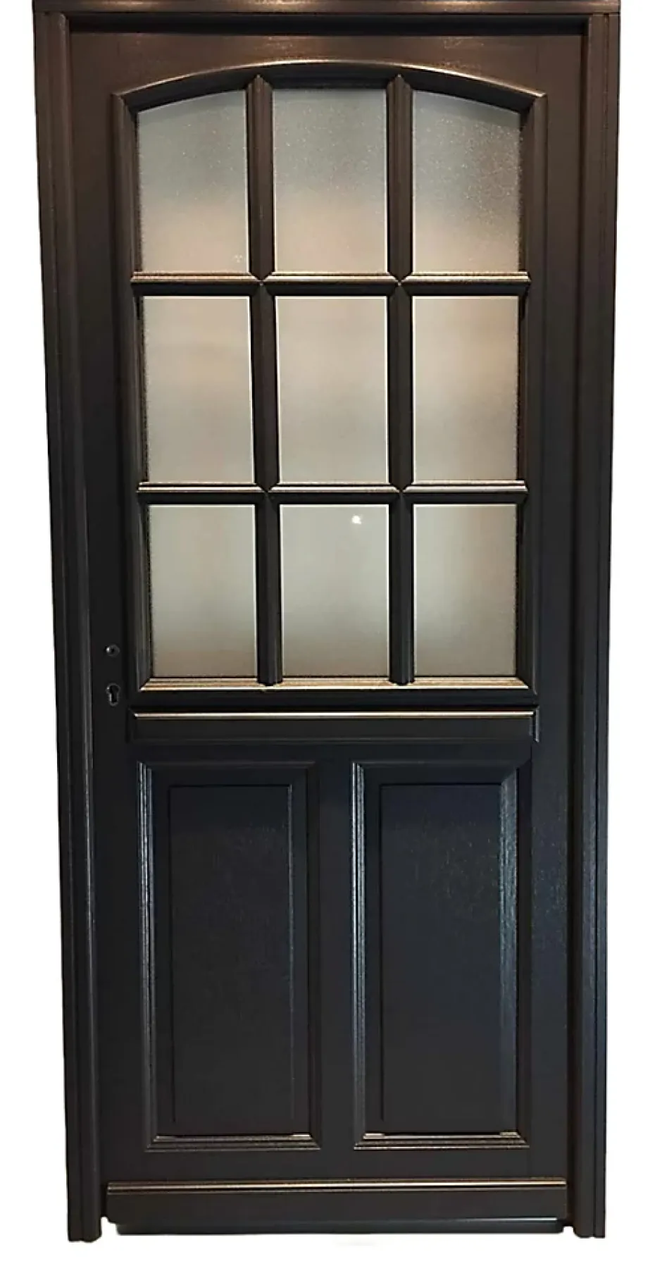 Gd Menuiseries Porte D'entrée Bois Vitrée Alicia Gris Ral7016, H.215xl.80 Côte Tableau, P.droit