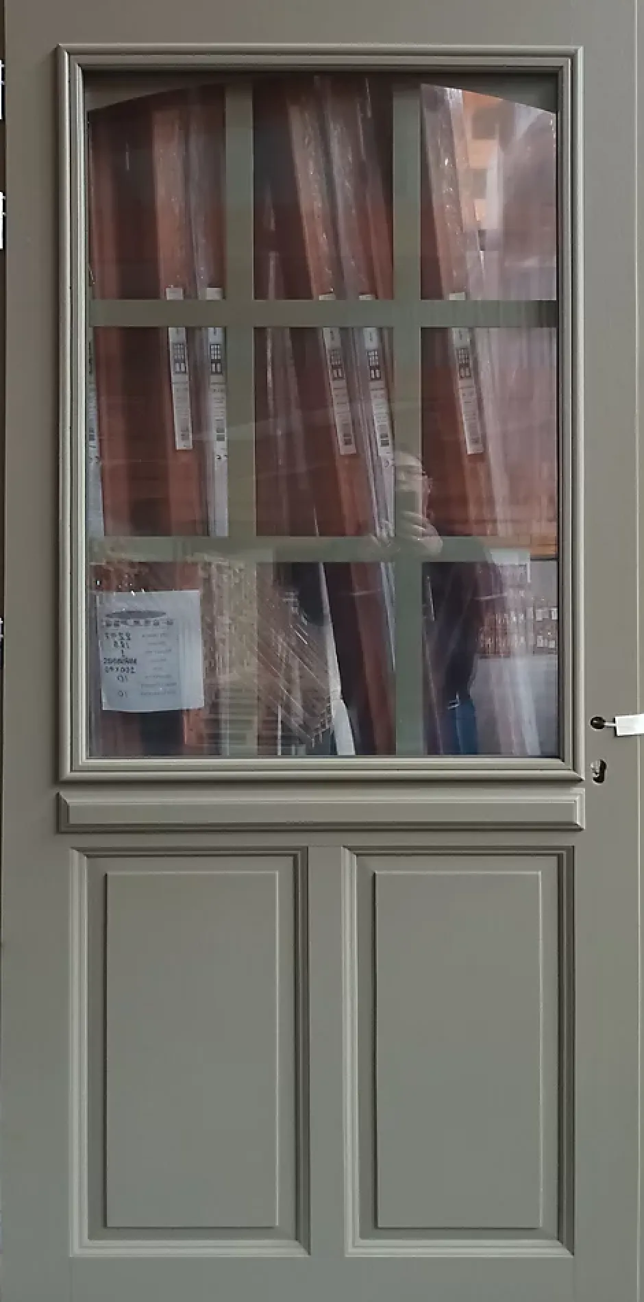 Gd Menuiseries Porte D'entrée Bois Vitrée Ady, Vert Ral7002,, H.215xl.90 Côte Tableau, P.droit, Poignée, Barillet