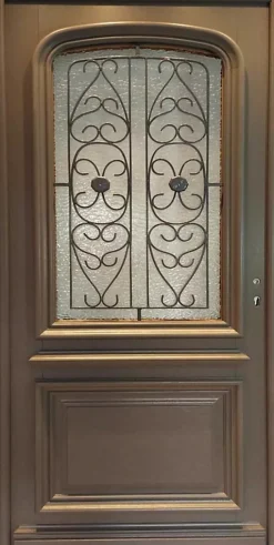 Gd Menuiseries Porte D'entrée Bois Vitrée Adrien Gris Ral 7039, H.215xl.90 Côte Tableau P. Gauche