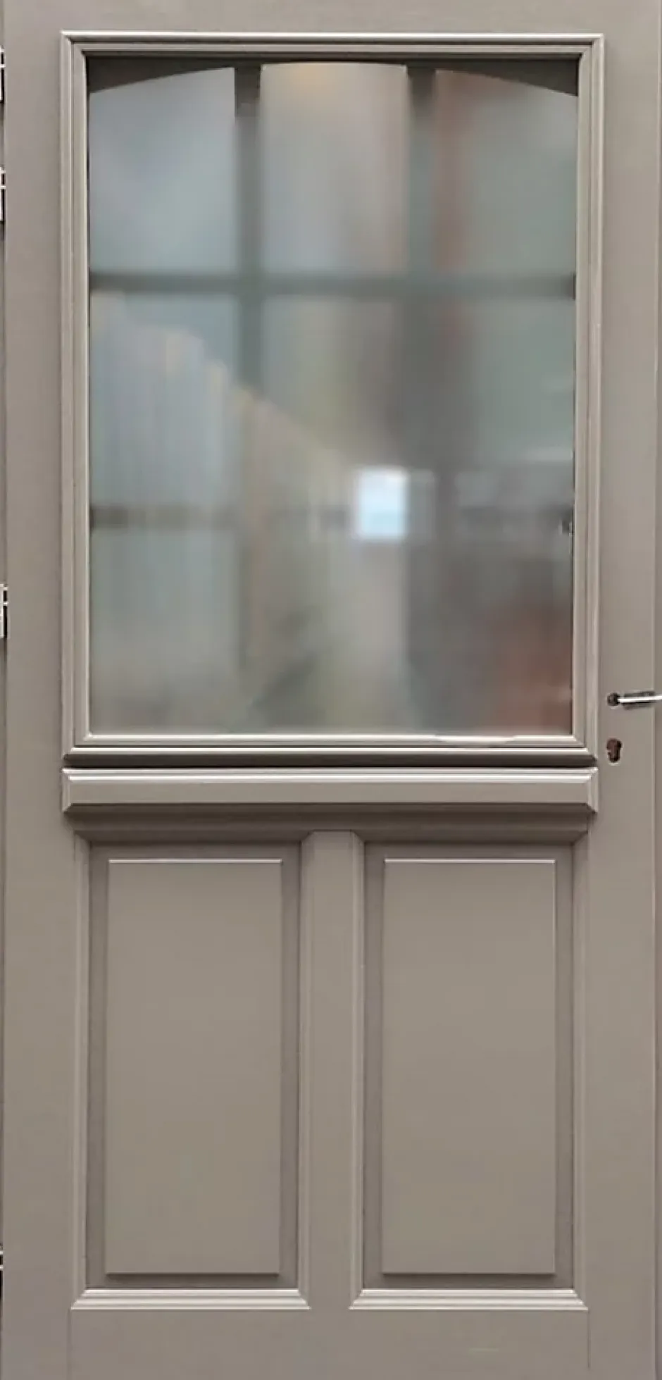 Gd Menuiseries Porte D'entrée Bois Vitrée Alban Gris Ral 7039, H.215xl.90 Côte Tableau P.droit