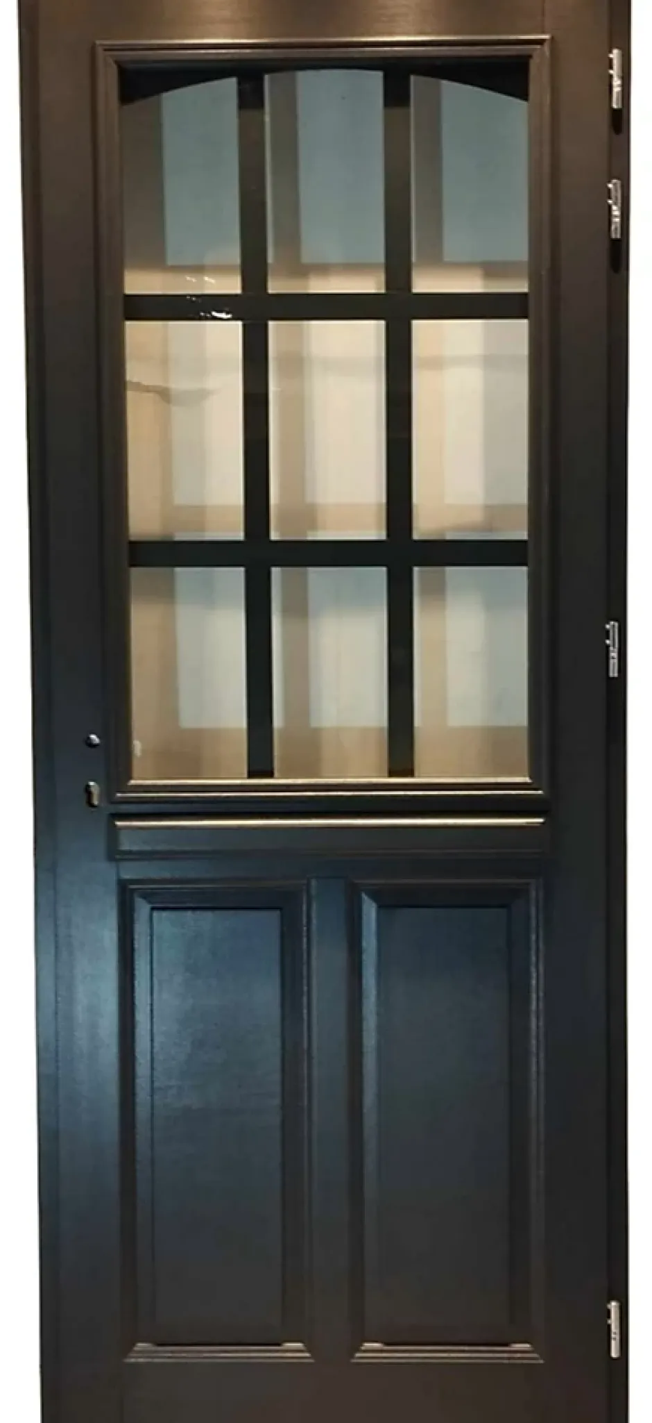 Gd Menuiseries Porte D'entrée Bois Vitrée Alexa Gris Ral7016, H.215xl.80 Côte Tableau P.gauche
