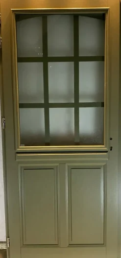 Gd Menuiseries Porte D'entrée Bois Vitrée Andore Vert Ral 7002, H.215xl.80 Côte Tableau P.droit