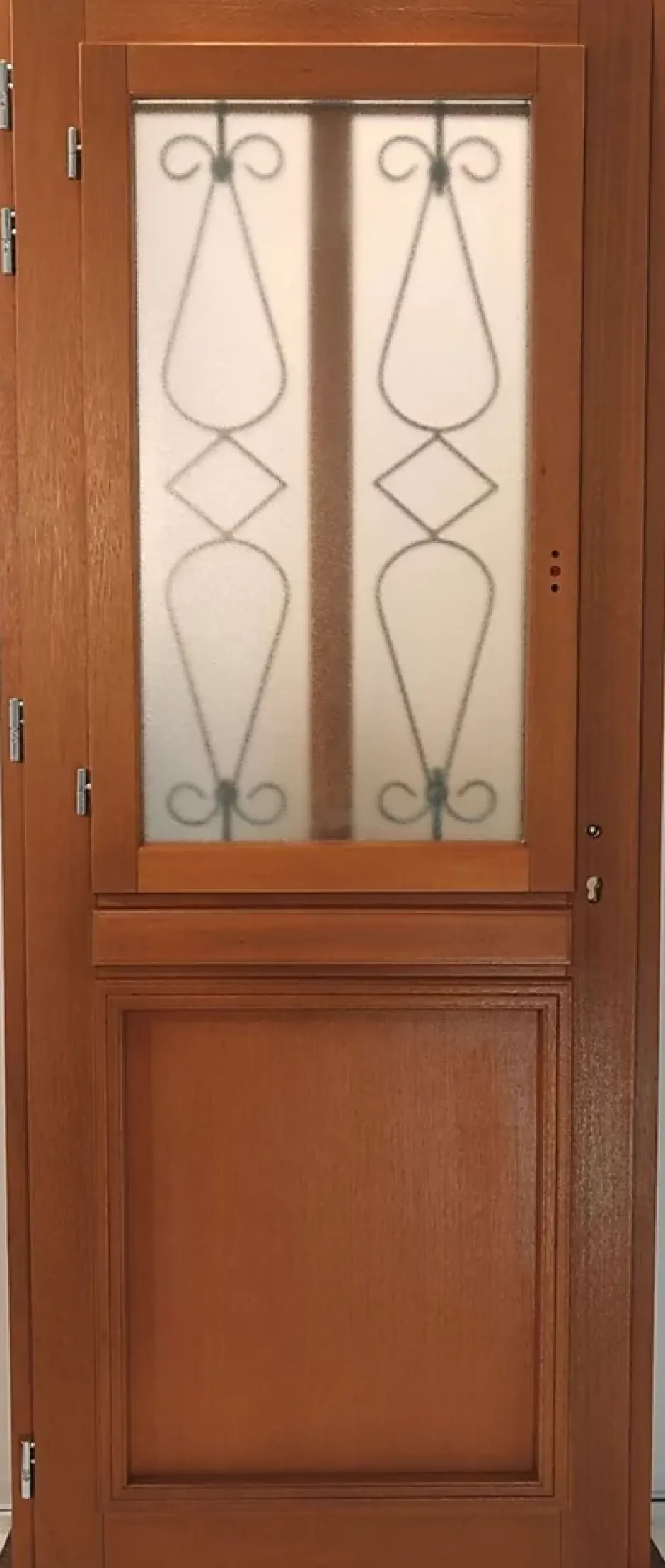 Gd Menuiseries Porte D'entrée Bois Vitrée Baya, H,200xl,80 Côte Tableau P.droit, Poignee, Barillet, Bouton