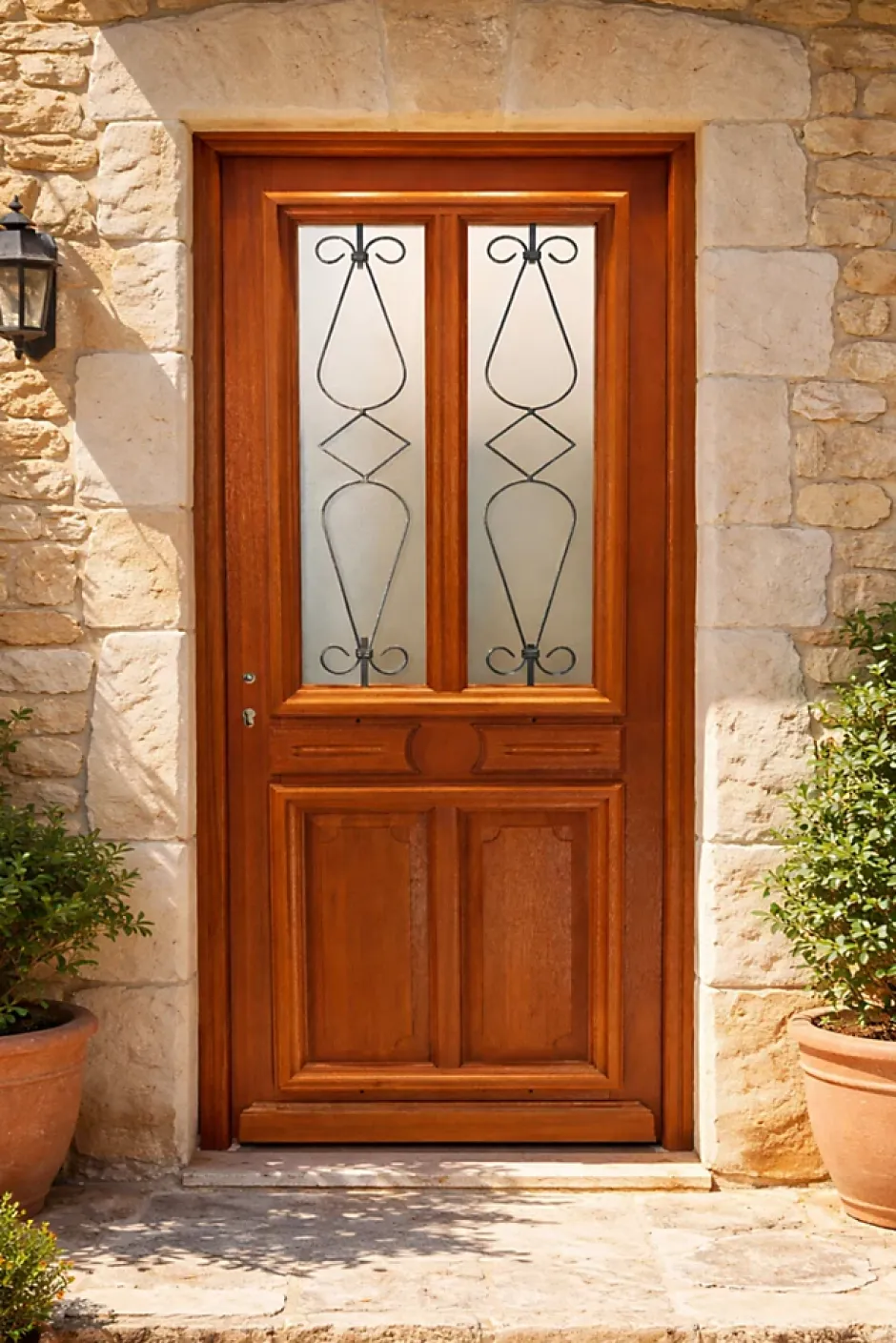 Gd Menuiseries Porte D'entrée Bois Vitrée Baya, H,200xl,80 Côte Tableau P.droit