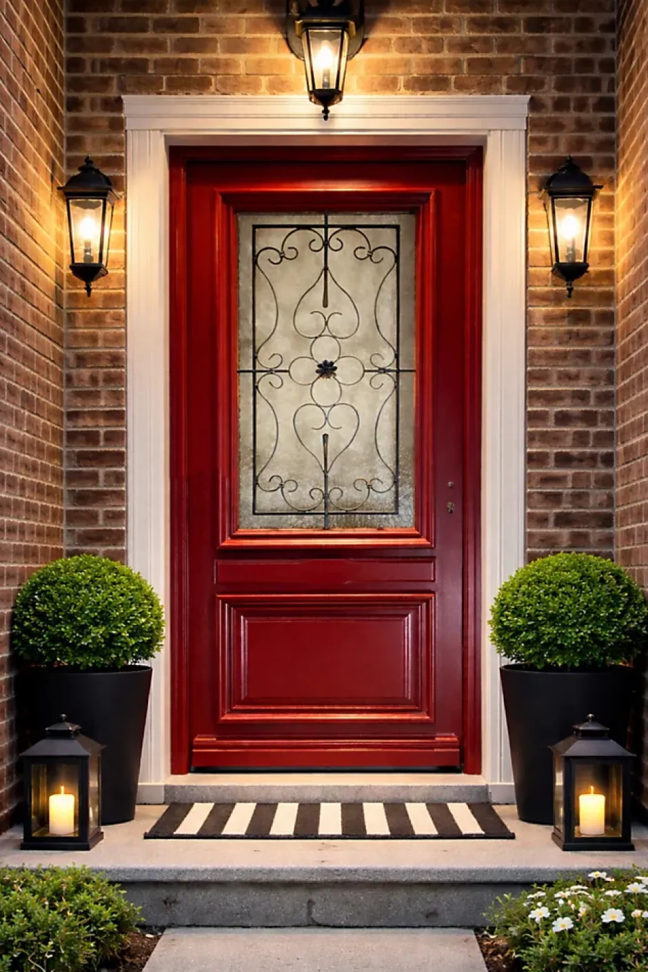 Gd Menuiseries Porte D'entrée Bois Vitrée Canada Rouge Ral3004, H.215xl.90 Côte Tableau P,gauche