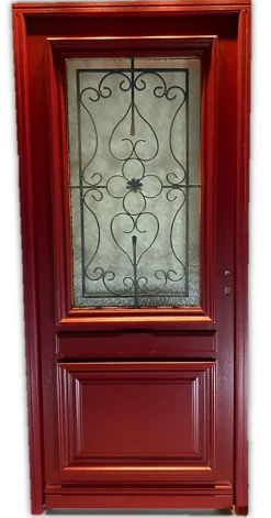 Gd Menuiseries Porte D'entrée Bois Vitrée Canada Rouge Ral3004, H.215xl.90 Côte Tableau P,gauche