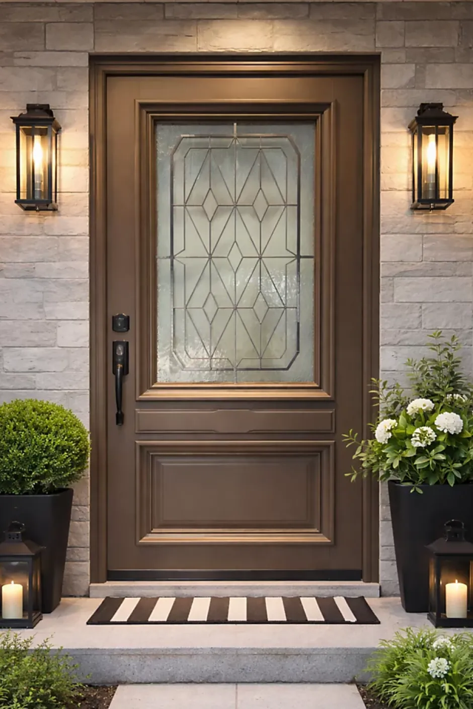 Gd Menuiseries Porte D'entrée Bois Vitrée Camille Gris Ral 7039, H.215xl.90 Côte Tableau P.droit