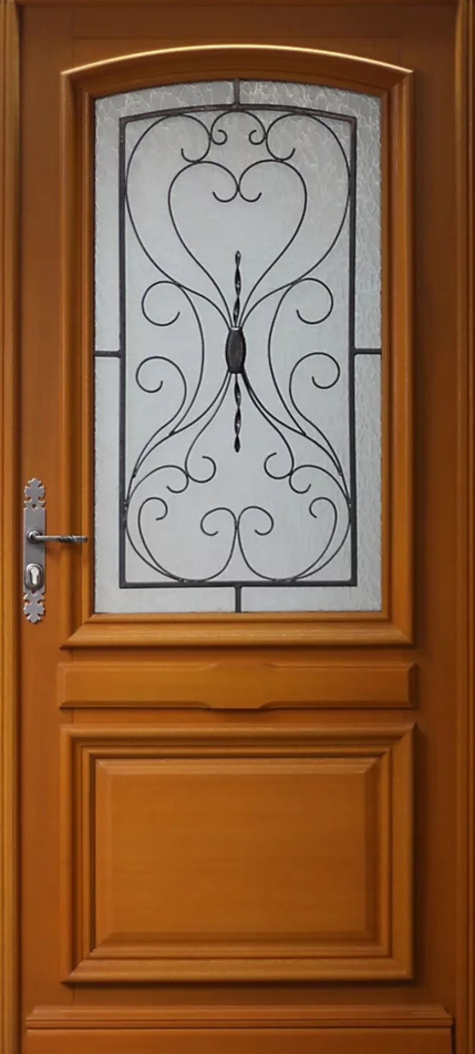 Porte D'entrée Bois Vitrée, Curcuma, H.215xl.90 Côte Tableau P.droit-Gd Menuiseries New