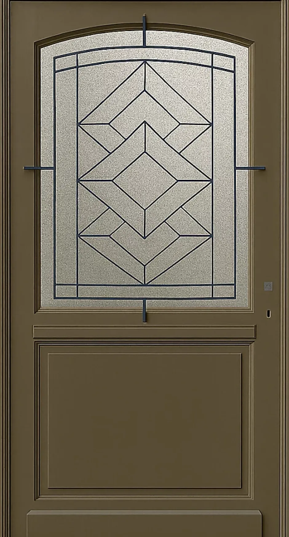 Porte D'entrée Bois Vitrée Elsie, Vert Ral7002, H.215xl.90 Côte Tableau P.gauche-Gd Menuiseries Clearance