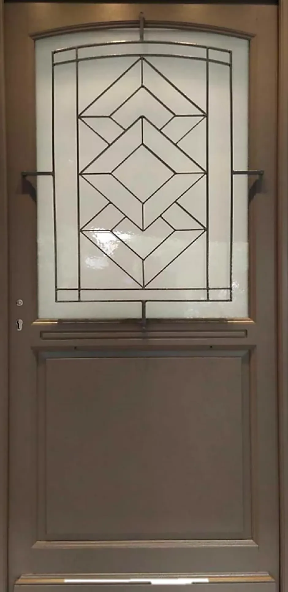 Gd Menuiseries Porte D'entrée Bois Vitrée Elodie Gris Ral 7039, H.215xl.90 Côte Tableau P.droit