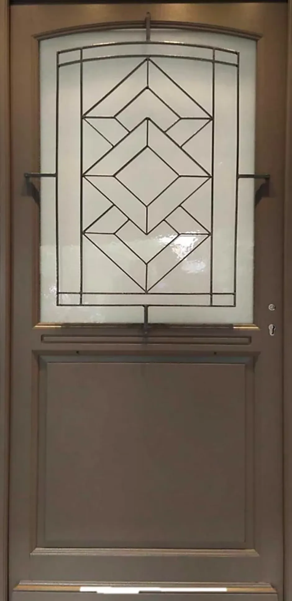 Gd Menuiseries Porte D'entrée Bois Vitrée Elodie Gris Ral 7039, H.215xl.90 Côte Tableau P. Gauche