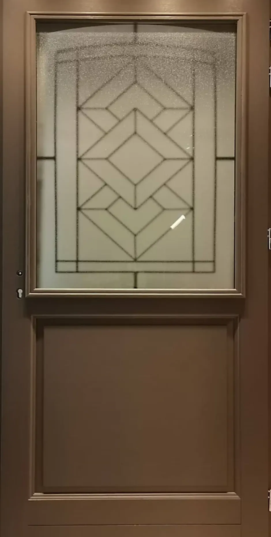 Gd Menuiseries Porte D'entrée Bois Vitrée Elodie Gris Ral 7039, H.215xl.90 Côte Tableau P. Gauche