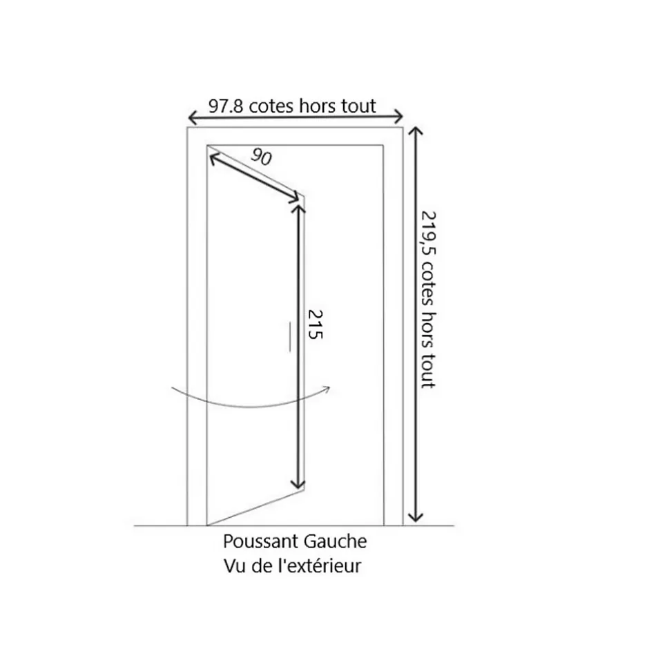Gd Menuiseries Porte D'entrée Bois Vitrée Elsie, Vert Ral7002, H.215xl.90