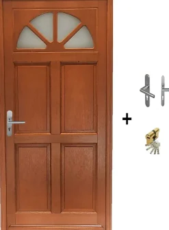 Gd Menuiseries Porte D'entrée Bois Vitrée Ferji, H.215xl.90 Côte Tableau P.droit Poignée, Barillet