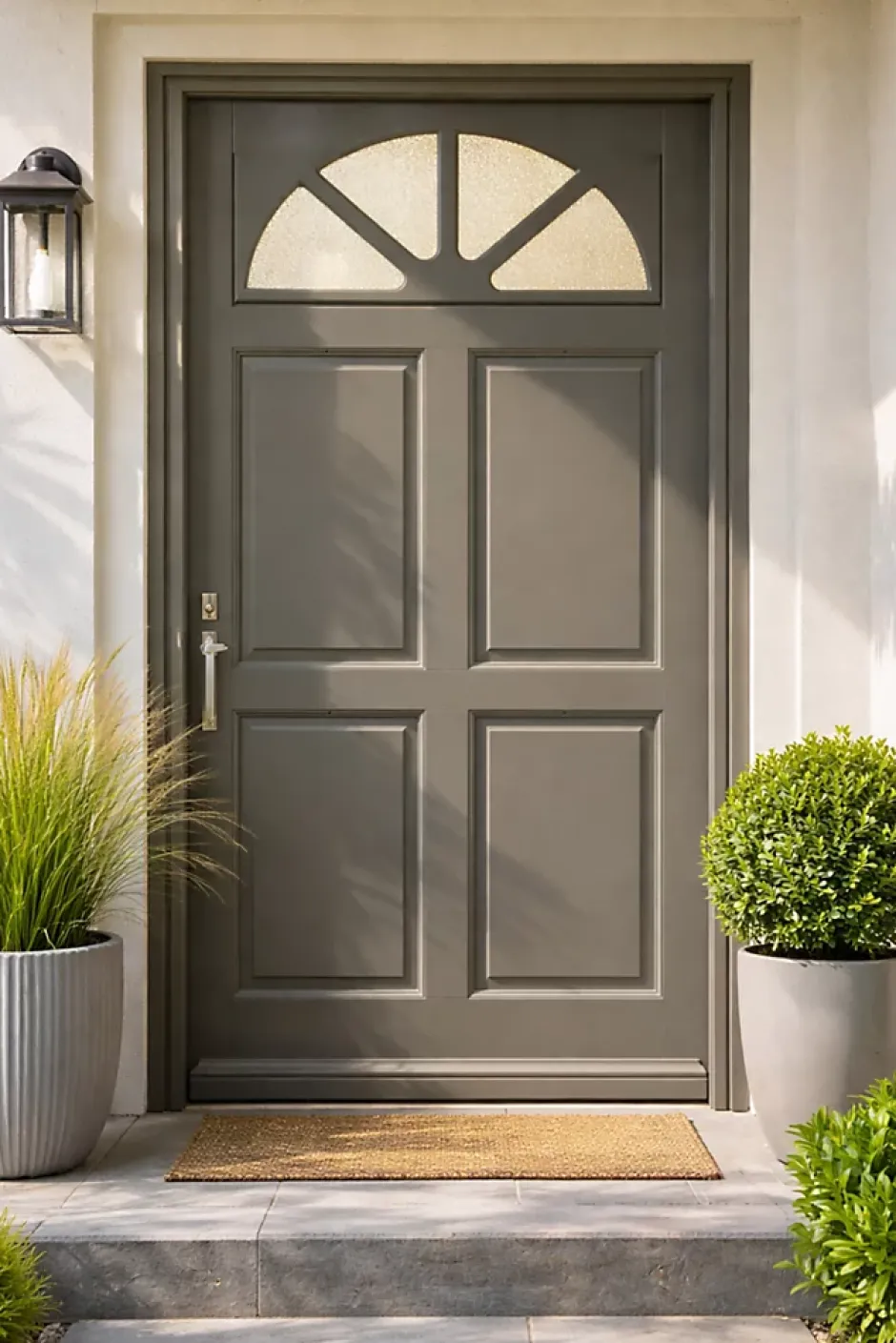 Gd Menuiseries Porte D'entrée Bois Vitrée Fiacre Gris Ral 7039, H.215xl.90 Côte Tableau, P.droit