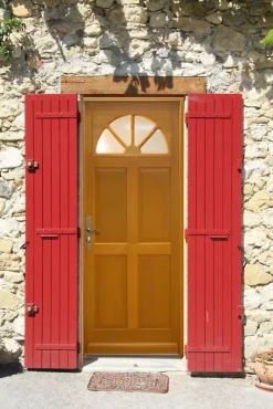 Gd Menuiseries Porte D'entrée Bois Vitrée Ferji, H.215xl.90 Côte Tableau, P.droit