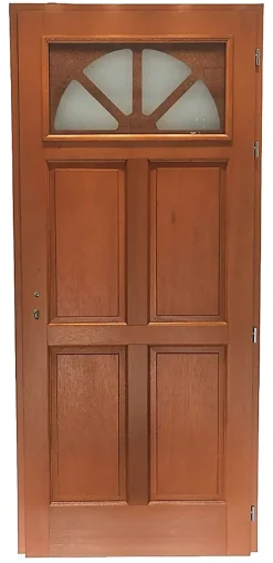 Porte D'entrée Bois Vitrée Ferji, H.215xl.90 Côte Tableau P.gauche, Poignée, Barillet-Gd Menuiseries