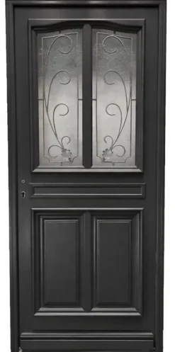 Porte D'entrée Bois Vitrée Mathilde Ral 7016, H.215xl.90 P,droit Côte Tableau-Gd Menuiseries Hot