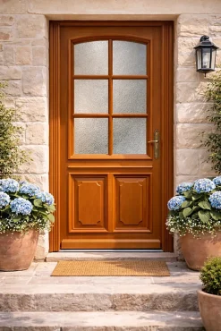 Gd Menuiseries Porte D'entrée Bois Vitrée Marine, H,200xl,80 Côte Tableau P. Gauche