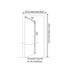Gd Menuiseries Porte D'entrée Bois Vitrée Mathis, H,200xl,80 Côte Tableau P.gauche, Poignée, Barillet