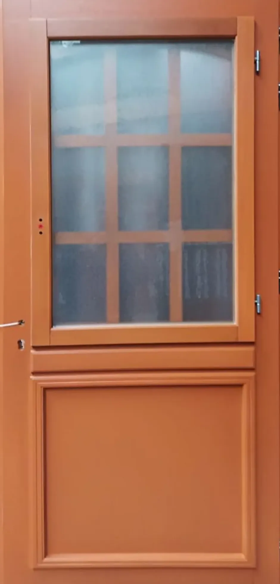 Gd Menuiseries Porte D'entrée Bois Vitrée Marine, H.215xl.80 Côte Tableau, P.gauche , Poignée, Barillet