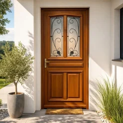 Porte D'entrée Bois Vitrée Mathis, H,200xl,80 Côte Tableau P.droit-Gd Menuiseries