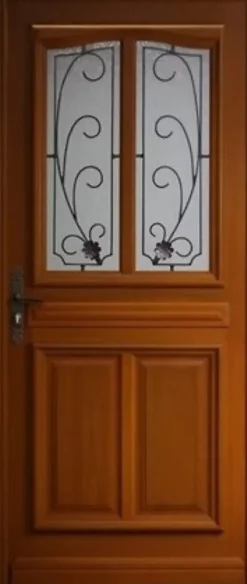 Porte D'entrée Bois Vitrée Mathis, H,200xl,80 Côte Tableau P.droit-Gd Menuiseries