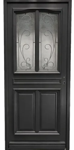 Porte D'entrée Bois Vitrée Mathilde Ral 7016, H.215xl.90 Côte Tableau P. Gauche-Gd Menuiseries Outlet