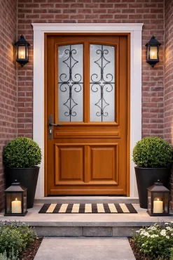 Porte D'entrée Bois Vitrée Manon, H.200 X L.90 Côte Tableau P.droit-Gd Menuiseries Best