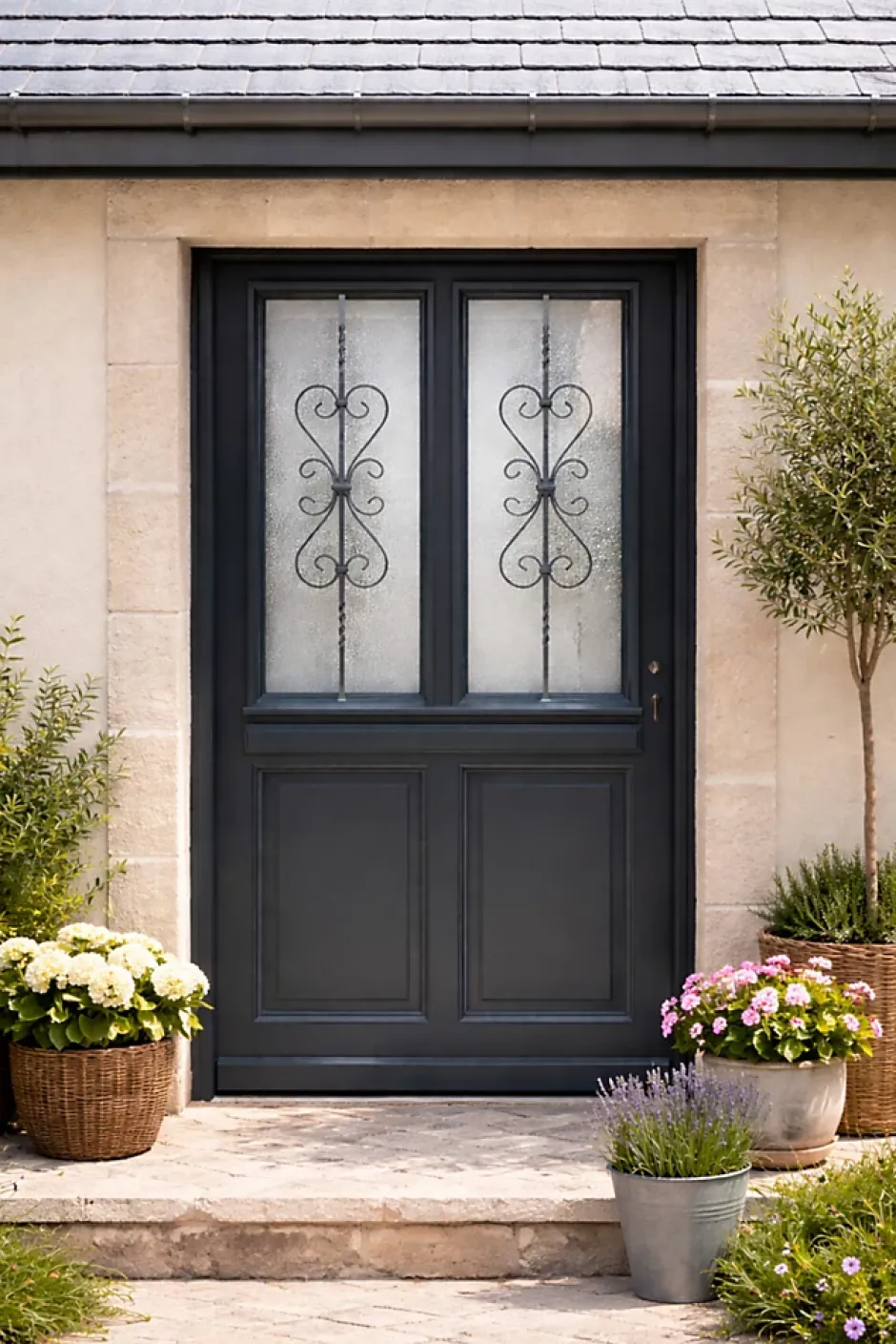 Porte D'entrée Bois Vitrée Sobra, H.215xl.90 Côte Tableau P,gauche, Poignée, Barillet-Gd Menuiseries Outlet