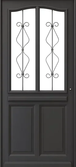 Porte D'entrée Bois Vitrée Sandro Gris Ral7016, H.200 X L.90 Côte Tableau P,gauche-Gd Menuiseries New