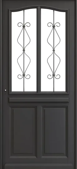 Porte D'entrée Bois Vitrée Sandro Gris Ral7016, H.200 X L.90 Côte Tableau, P.droit-Gd Menuiseries Sale