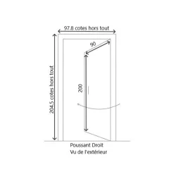 Gd Menuiseries Porte D'entrée Bois Vitrée Sandro Gris Ral7016, H.200 X L.90 Côte Tableau, P.droit, Poignee, Barillet