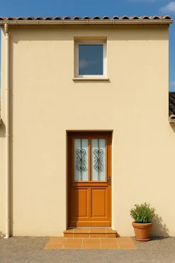 Gd Menuiseries Porte D'entrée Bois Vitrée Syrah, H.215xl.90 Côte Tableau P.gauche