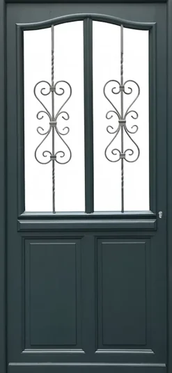 Porte D'entrée Bois Vitrée Sabrina Gris Ral7016, H.215xl.90 Côte Tableau P.gauche-Gd Menuiseries Online