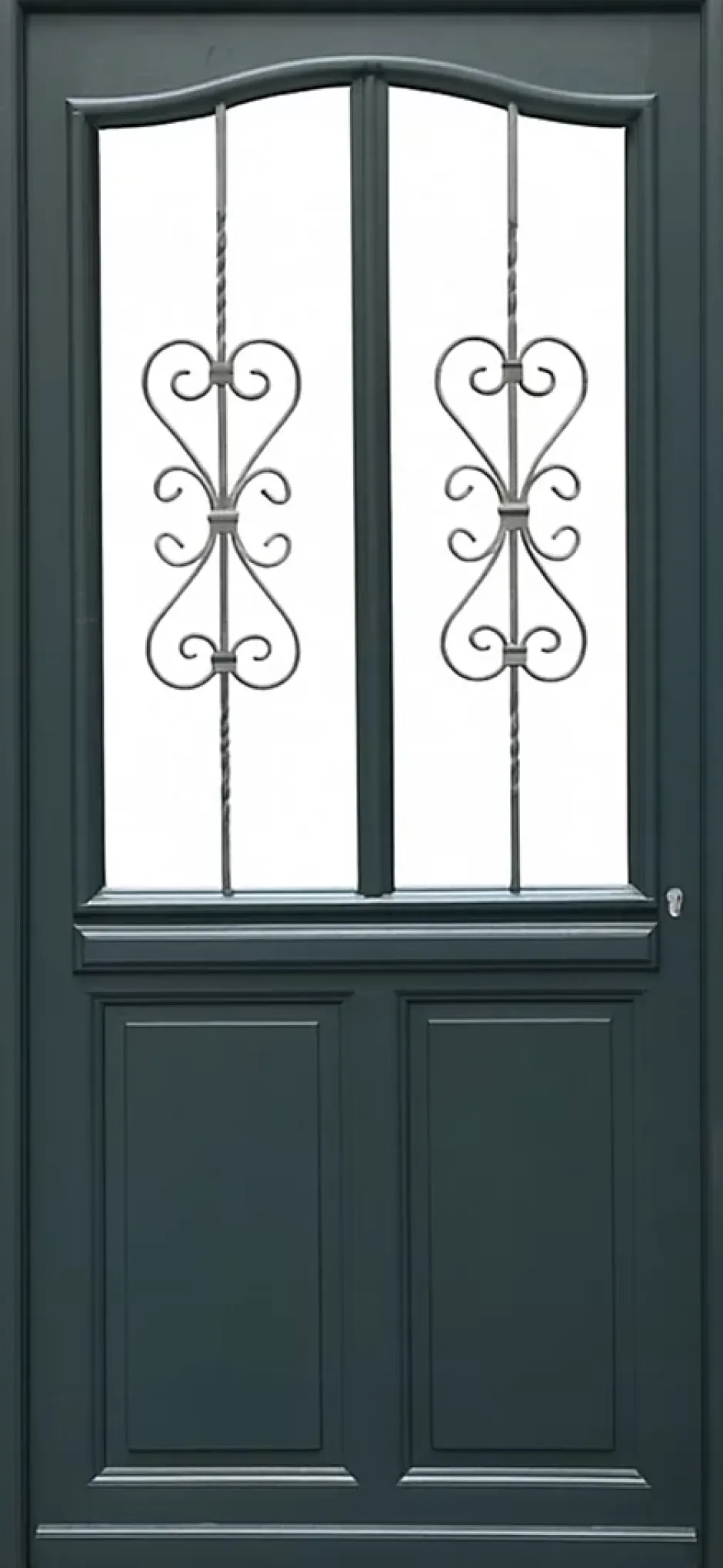 Porte D'entrée Bois Vitrée Sabrina Gris Ral7016, H.215xl.90 Côte Tableau P.gauche-Gd Menuiseries Online